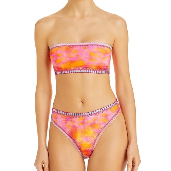 Platinum Inspired by Solange Ferrarini Bottom HIGH WAISTED SCOOP TIE DYE ORANGE - Picture 4 of 5